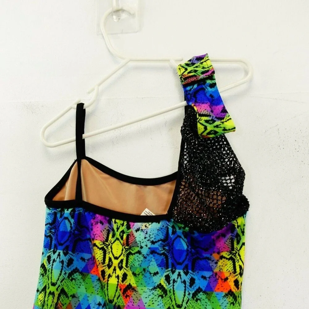 Snakeskin Shortall Romper Leotard Girls S Child Neon Dancewear A WISH COME TRUE‎